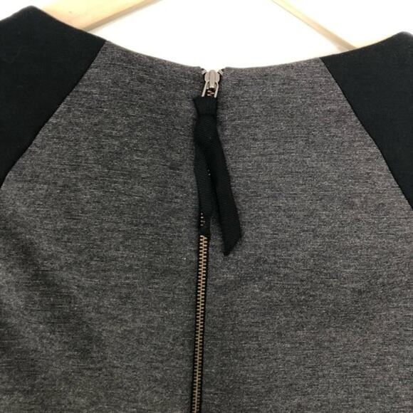 Rebecca Taylor Crew Neck Pleated Black Gray Ponte Mini Dress Size 0 - Picture 11 of 14